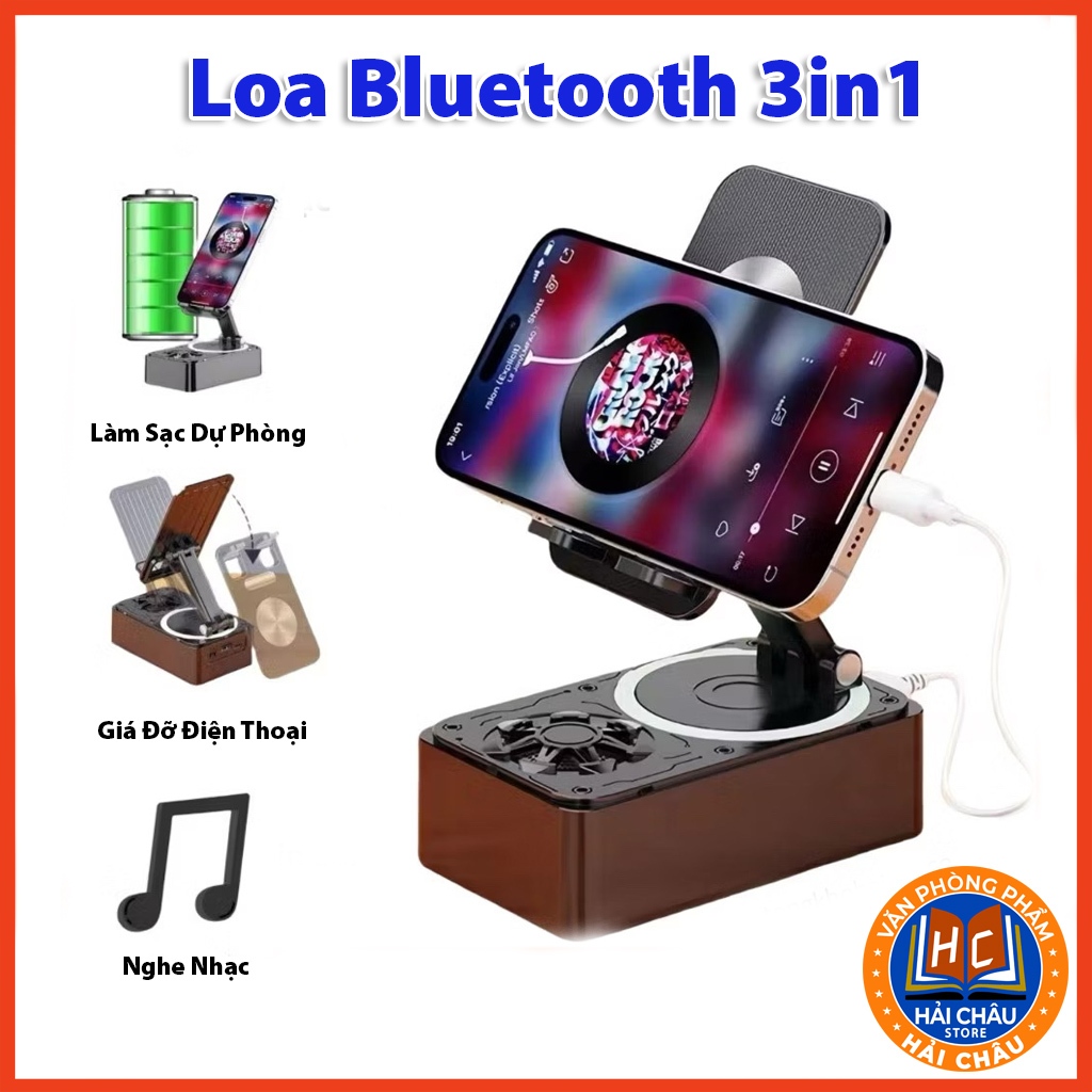 Loa Bluetooth 3in1, Giá Đỡ Điện Thoại Đa Năng , Để Bàn Chống Trượt ,Tích Hợp Loa Âm ThanhCó Thể Gập Lại Tiện Dụng