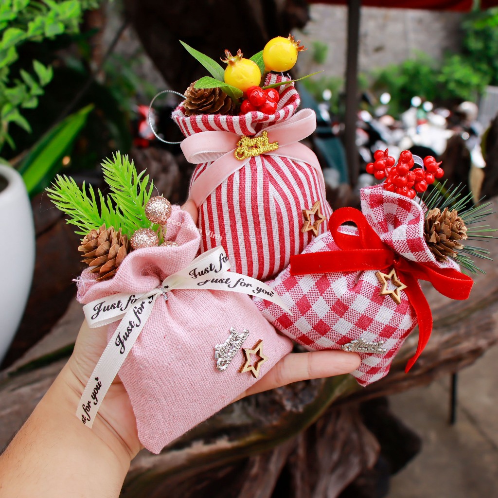 Túi Vải Giáng Sinh Túi Quà PKT85 Treo Cây Thông Noel