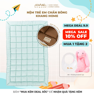 Nệm Trẻ Em Chần Bông Khang Home BabySafety An Toàn Giấc Ngủ Cho Bé Sơ Sinh Size 65x105cm, 80x125