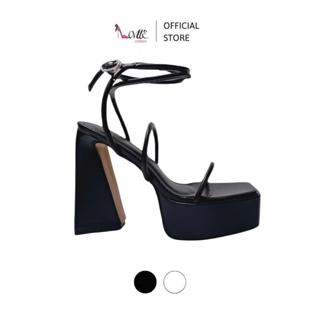  LOVIIECORNER GIÀY SANDAL CAO GÓT NỮ ĐẾ ĐÚP DÂY MẢNH PHONG CÁCH - GIÀY CAO GÓT THỜI TRANG ĐẾ TRỤ CAO 13 PHÂN  GG230424 