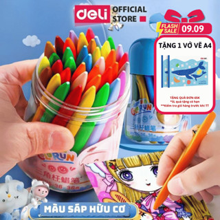 Bút Sáp Màu Hữu Cơ Cute Deli An Toàn Cho Bé Không Vấy Bẩn Tay Cho Bé Tô Màu Vẽ Tranh Mẫu Giáo Tiểu Học