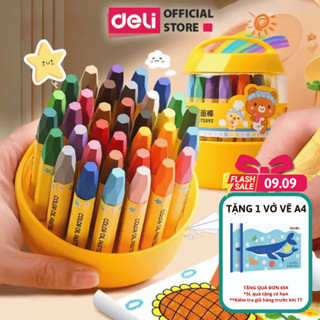 Bút Màu Sáp Dầu Oil Pastel Học Sinh Deli - Chuyên Dùng Cho Mẫu Giáo Cấp 1 Màu Đậm Rõ Nét Dễ Chồng Màu An Toàn Cho Bé