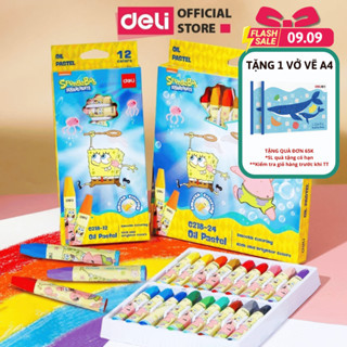 Bút Màu Sáp Dầu Oil Pastel Bọt Biển Dễ Thương Deli - 12/18/24 Màu  An Toàn Siêu Mịn Học Sinh Tô Màu Vẽ Tranh