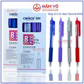 [CS8698] HỘP 12 Cây Bút Viết Gel Nước Bấm Chosch CS-8698/ CS 8698 Ngòi 0.5mm, Có Đệm Viết Êm Tay, Viết Êm, Mực Đều