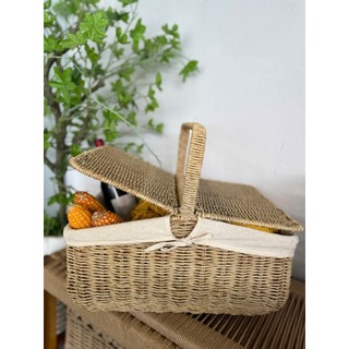 Khay lục bình có nắp  đựng đồ đa năng 3 size, picnic