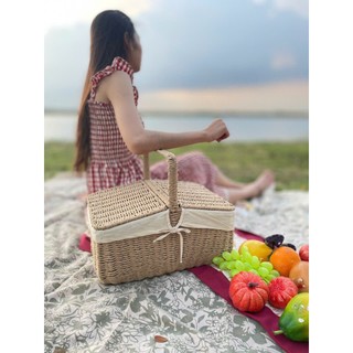 Khay lục bình có nắp  đựng đồ đa năng 3 size, picnic