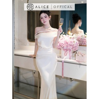  Đầm Lụa Cao Cấp Alice Váy Maxi Dài Lệch Vai Kết Hợp Đường Cắt Form Xuông Nhẹ Có Ôm Eo Tôn Dáng T262 