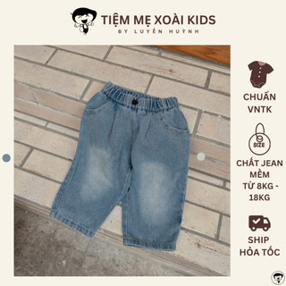 Quần Jean ngố xanh nhạt dày dặn mà mềm cho bé trai từ 8kg đến 18kg