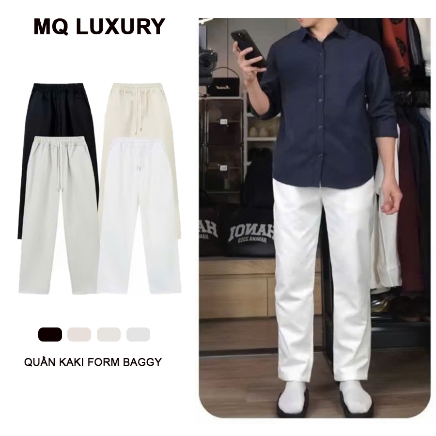 [XẢ HÀNG] Quần Baggy Kaki Nam Nữ- MQ2 Cạp Chun Ống Rộng Lưng Cao Chất Liệu Kaki 4 Màu MQ LUXURY