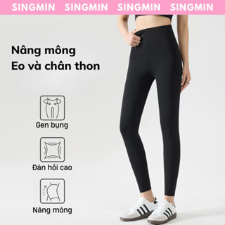 Quần legging nữ cạp cao SINGMIN chất liệu su đúc, nâng mông, co giãn ôm sát cơ thể