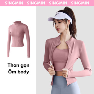  Áo khoác tập gym nữ SINGMIN áo khoác chống nắng khóa kéo ôm sát cơ thể thấm hút mồ hôi 