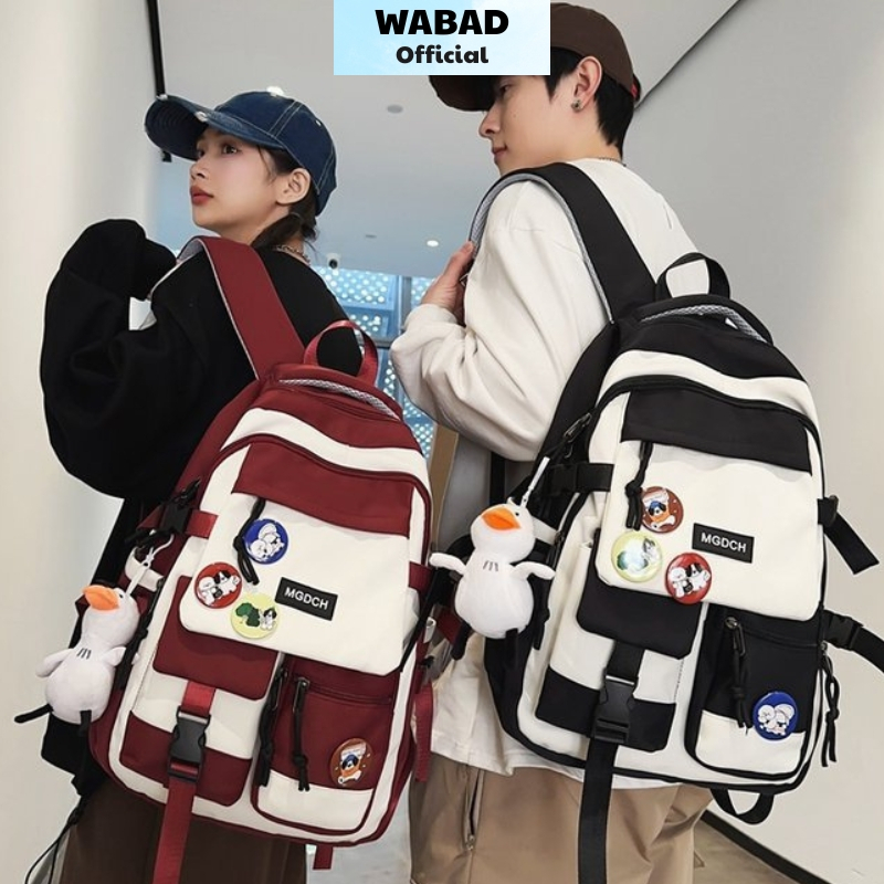 Balo đi học nam nữ cặp đi học cấp 2 3 WABAD balo thời trang Hàn Quốc vải nylon cao cấp chống nước