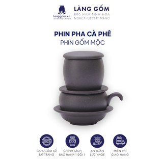 Phin pha cafe tử sa kèm cốc quai móc, dùng để pha cà phê - Gốm sứ Bát Tràng cao cấp