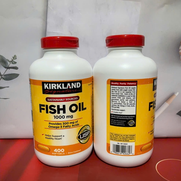 Viên uống dầu cá Kirkland Signature Fish Oil 1000mg 400 viên hỗ trợ tim mạch xương khớp Quà Tặng Mẹ