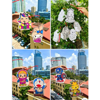 Đèn lồng tự lắp ráp tô màu bìa cứng cho bé ( kèm que) mẫu mới nhất 2025