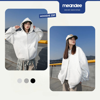 Áo Hoodie Zip Trơn Nam Nữ Meandee Khoác Hoodie Nỉ Lông Nhung, 2 Da Khóa Hai Đầu Form Rộng Nón To, Có Túi Trong - KNTR2
