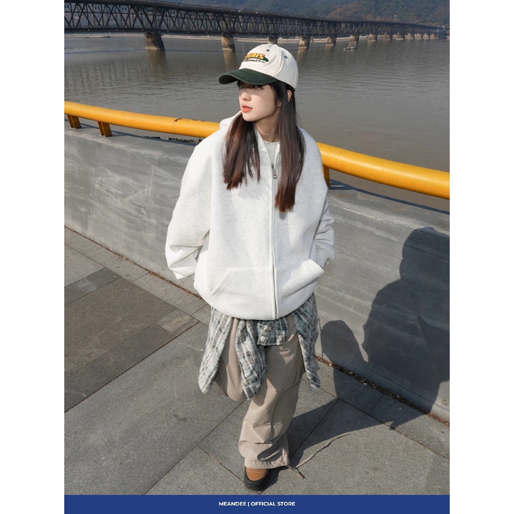 Áo Hoodie Zip Trơn Nam Nữ Meandee Khoác Hoodie Nỉ Lông Nhung, 2 Da Khóa Hai Đầu Form Rộng Nón To, Có Túi Trong - KNTR2 | BigBuy360 - bigbuy360.vn