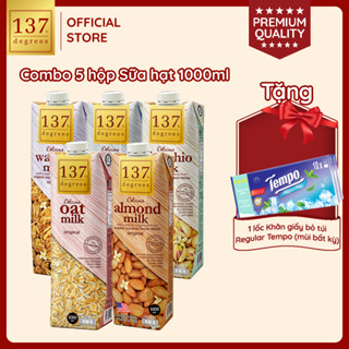 [MUA 5 HỘP 1L TẶNG 1 LỐC GIẤY REGULAR TEMPO] Sữa Hạt 137 Degrees Không Đường, Healthy Dinh Dưỡng Chính Hãng Thái Lan