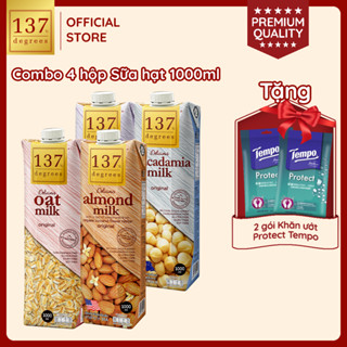 [MUA 4 HỘP 1L TẶNG 2 GÓI KHĂN ƯỚT TEMPO] Sữa Hạt Nguyên Chất 137 Degrees Thái Lan Không Đường, Chính Hãng Healthy