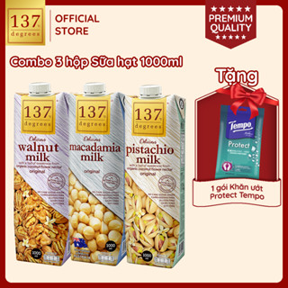 [MUA 3 HỘP 1L TẶNG 1 GÓI KHĂN ƯỚT TEMPO] Sữa Hạt Nguyên Chất Không Đường 137 Degrees Thái Lan Chính Hãng Dinh Dưỡng