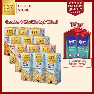 [MUA 4 LỐC TẶNG 2 GÓI KHĂN ƯỚT TEMPO] Sữa Hạt 137 Degrees 180ML Không Đường Healthy Nhập Khẩu Chính Hãng Thái Lan