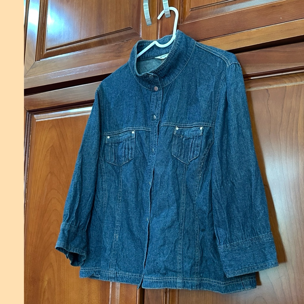 2hand Pass Thanh lý áo khoác jeans áo jean khoác bò xanh cổ cao vintage retro unisex thanh lí áo den