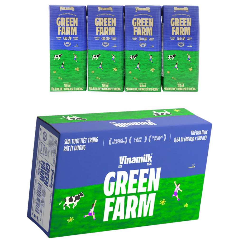 Thùng STTT Green Farm 180ml ít đường