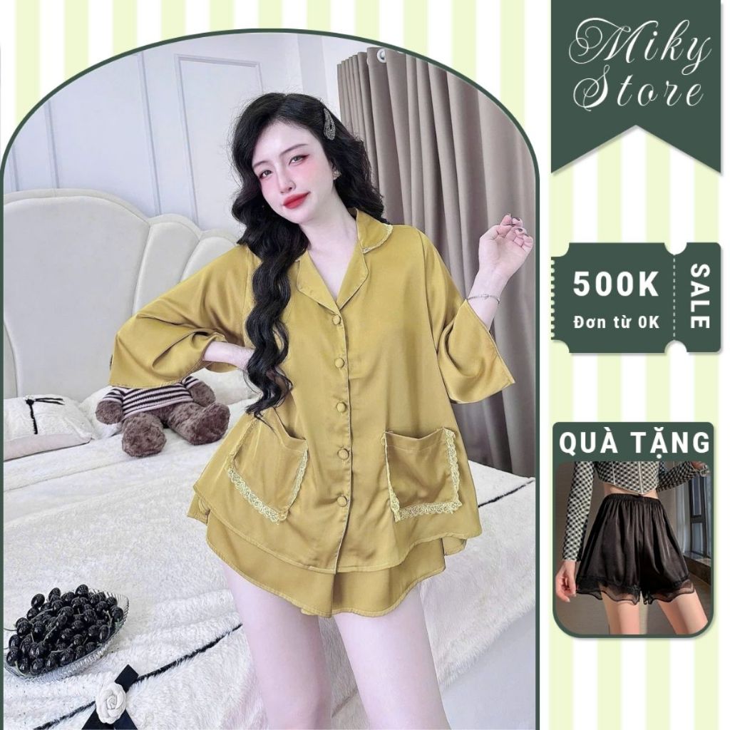 Đồ Ngủ Pijama Bigsize MIKY, Đồ Ngủ Bigsize lụa Latin cao cấp mềm mại xinh xắn 1 < 70KG 2 túi ren | BigBuy360 - bigbuy360.vn