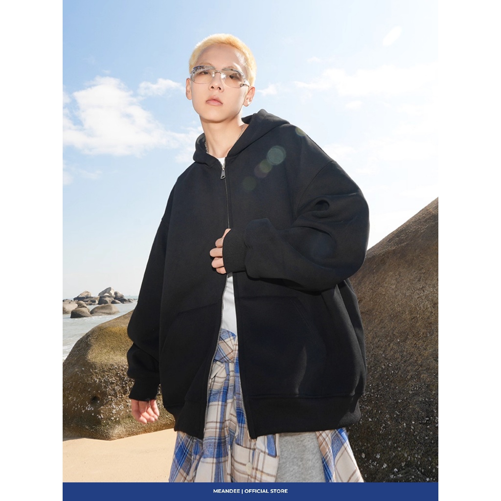 Áo Hoodie Zip Trơn Nam Nữ Meandee Khoác Hoodie Nỉ Lông Nhung, 2 Da Khóa Hai Đầu Form Rộng Nón To, Có Túi Trong - KNTR2 | BigBuy360 - bigbuy360.vn
