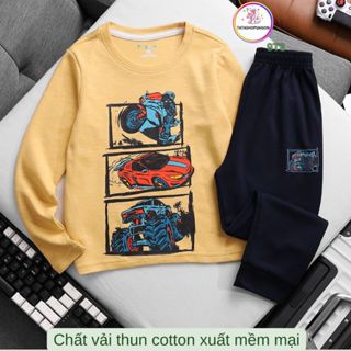 Đồ bộ bé trai tay dài size đại 11 đến 40kg thun cotton xuất VNXK T142