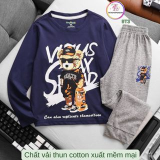Đồ bộ bé trai tay dài size đại 11 đến 40kg thun cotton xuất VNXK T142