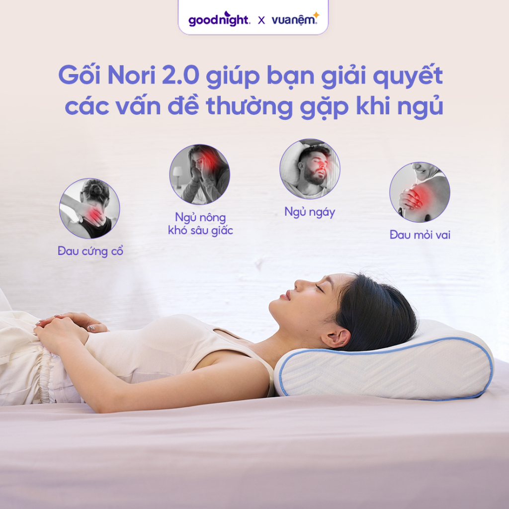 Gối Foam Goodnight Nori 2.0, gối nâng đỡ cổ vai gáy, gối công thái học, gối vũ trụ | BigBuy360 - bigbuy360.vn