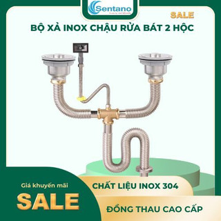 Bộ Xả Inox Chậu Rửa Chén 2 Hố – Xi Phông Inox Cao Cấp, Bền đẹp,Thoát Nước Nhanh
