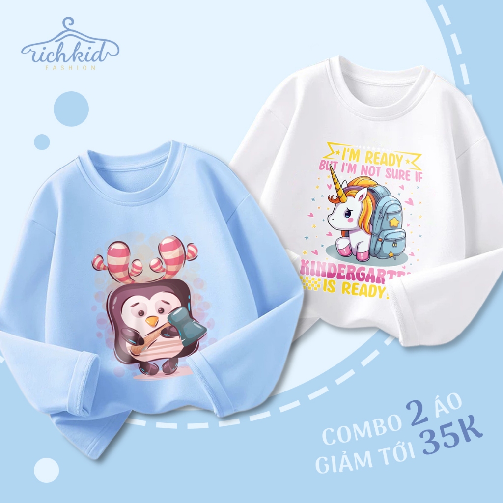 Combo 2 áo thun dài tay Richkid với Hình Ngộ Nghĩnh NN1+NN2+NN3
