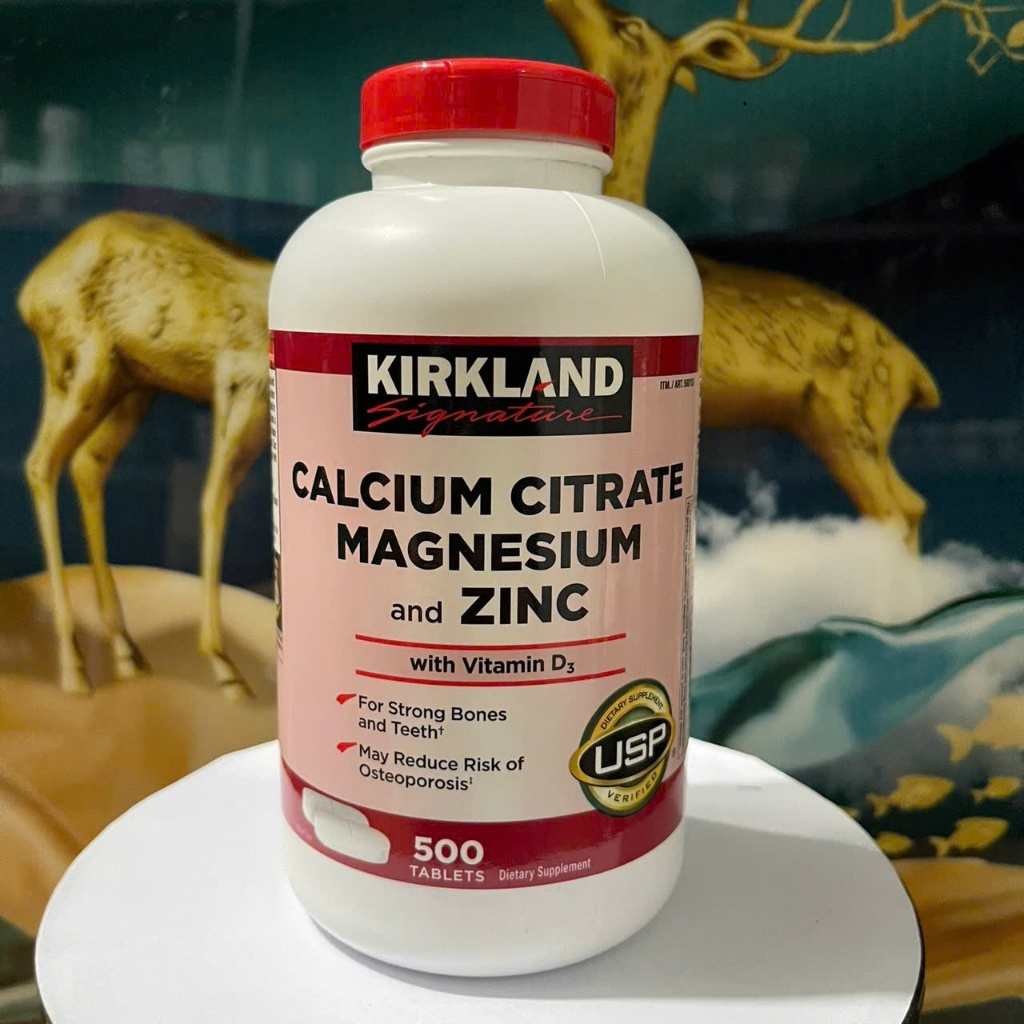 Bổ sung canxi D3 Kirkland Signature và calcium citrate magnesium and zinc 500mg 500v bà bầu