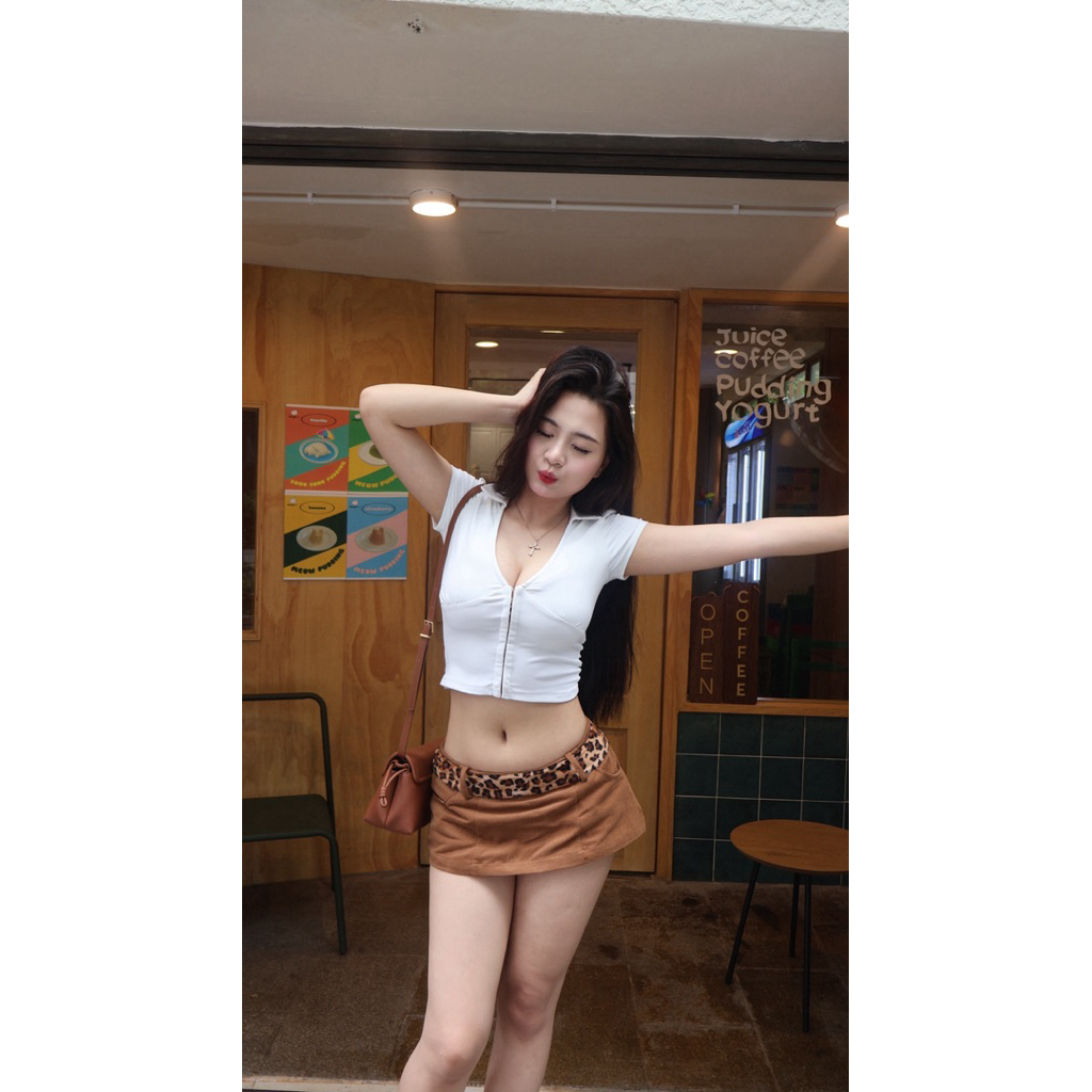 Chân váy kaki beo ByveeStyle - chân váy ngắn mini skirt dễ phối đồ tôn chân | BigBuy360 - bigbuy360.vn