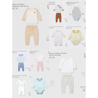  La Pomme  Bộ quần áo cài thẳng  cài lệch sơ sinh cho bé đến 6 tháng 