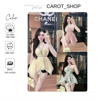  VMS06 Áo cổ yếm dây đá sexy sang chảnh chất tơ 2 lớp có kèm mút ngực QC by CarotShop 