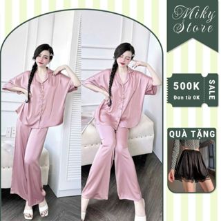 Đồ Ngủ Pijama Bigsize MIKY, Đồ Ngủ Bigsize lụa Latin cao cấp mềm mại xinh xắn f < 70KG