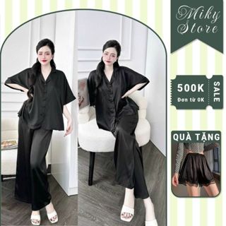 Đồ Ngủ Pijama Bigsize MIKY, Đồ Ngủ Bigsize lụa Latin cao cấp mềm mại xinh xắn < 70KG f