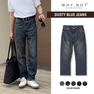 Quần Jean Nam WHY NOT Màu Dusty Blue - Quần Jeans Nam Ống Rộng Màu Xanh Đậm Có Bigsize WHYNOT