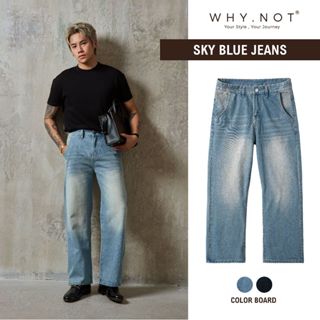 [CHẾ NGUYỄN QUỲNH CHÂU X WHY.NOT] Quần Jeans Nam Ống Suông WHY.NOT SKY BLUE - Quần Jean Nam Ống Rộng