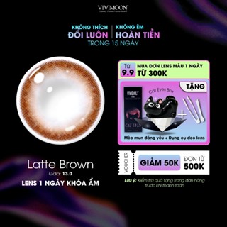 Lens cận khóa ẩm 1 ngày VIVIMOON màu nâu tự nhiên Latte Brown (Giá 01 chiếc/01 bên mắt - x2 để chọn 01 đôi)