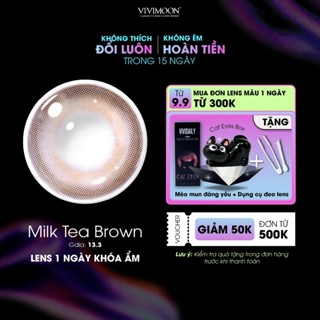 Kính áp tròng VIVIMOON LENS 1 ngày màu nâu trà sữa tự nhiên Milk Tea Brown độ cận từ 0-8 (Giá 1 chiếc)