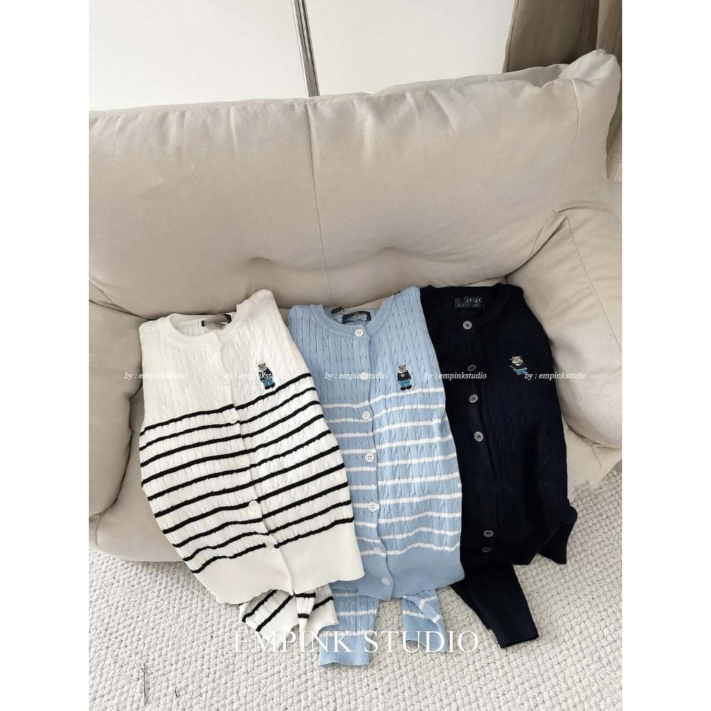 Áo Len Nữ Cardigan Thêu Hình Gấu Sọc Ngang Dài Tay Form Rộng  Hàn Quốc Siêu Hot 2025 TH13 | BigBuy360 - bigbuy360.vn