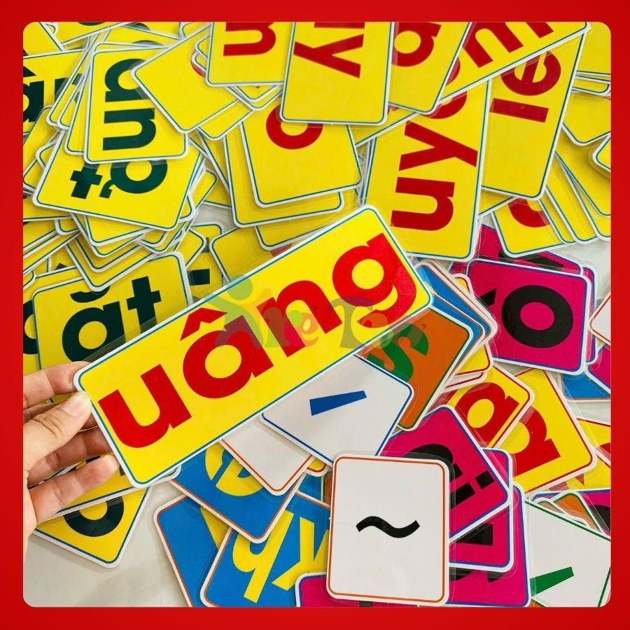 Bộ thẻ Tiếng Việt đầy đủ âm vần nhiều màu sắc - giáo cụ dạy học