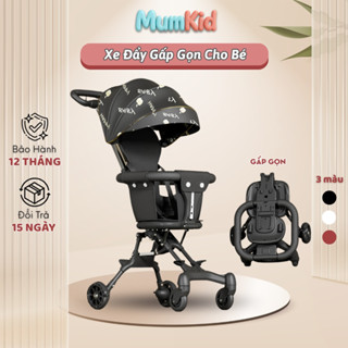 Xe đẩy gấp gọn cho bé MUMKID đi du lịch đi chơi siêu gọn nhẹ có mái che, lò xo chống sốc - MK080