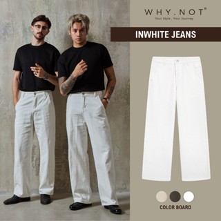 WHY.NOT - Quần Jeans Nam Ống Suông Rộng Màu Trắng - Quần Kaki Jean Trắng Kem- IVORY WHITE KAKI DENIM