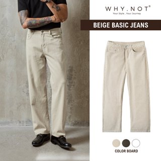 Quần Jean Nam WHY NOT Beige Basic Jean- Quần Jeans Nam Màu Be Form Straight Fit Phong Cách Clean Fit