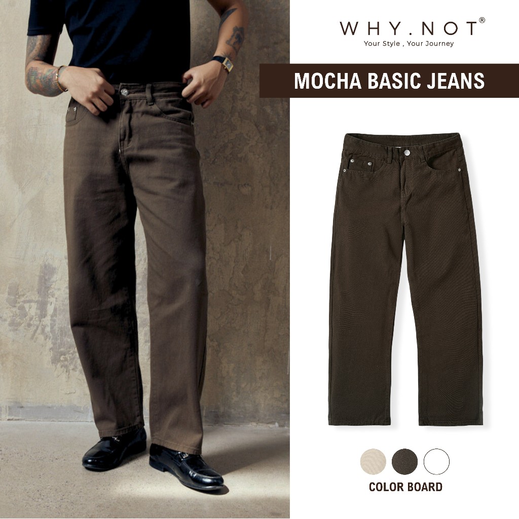 Quần Jean Nam WHY NOT Mocha Basic Jean- Quần Jeans Nam Màu Nâu Form Straight Phong Cách Clean Fit